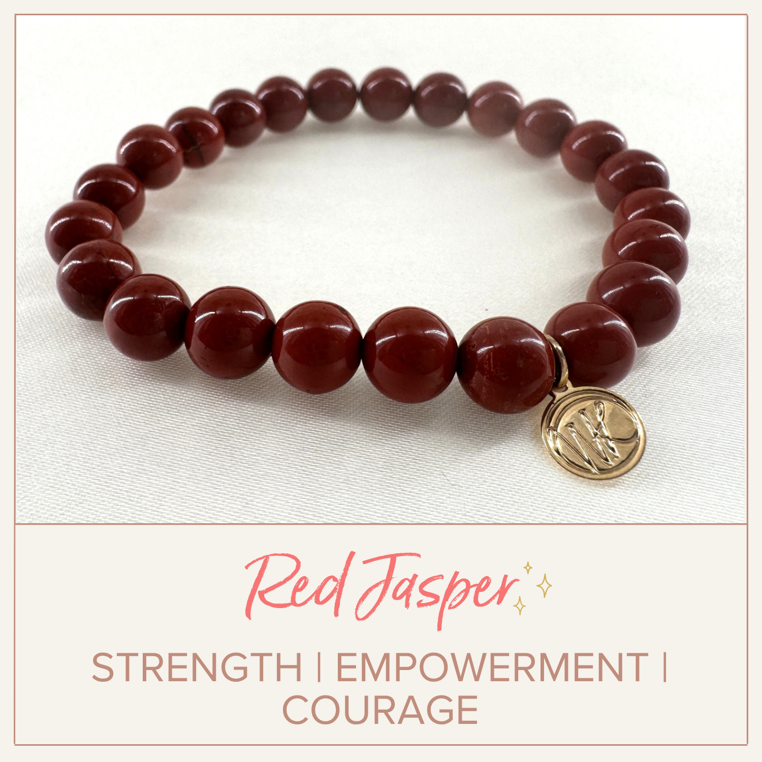 Red Jasper Healing Crystal - Stretch Bracelet, 8mm