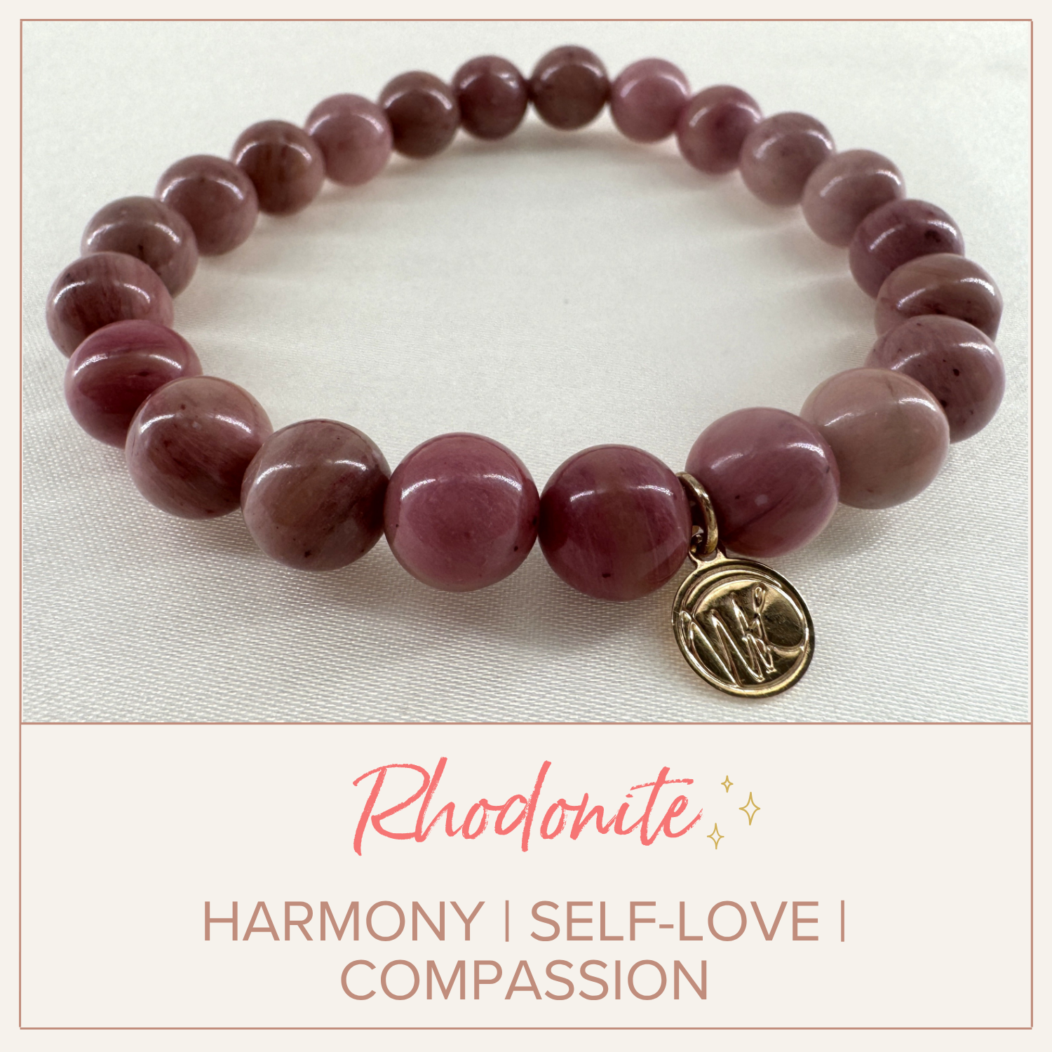 Rhodonite Healing Crystals - Stretch Bracelet, 8mm