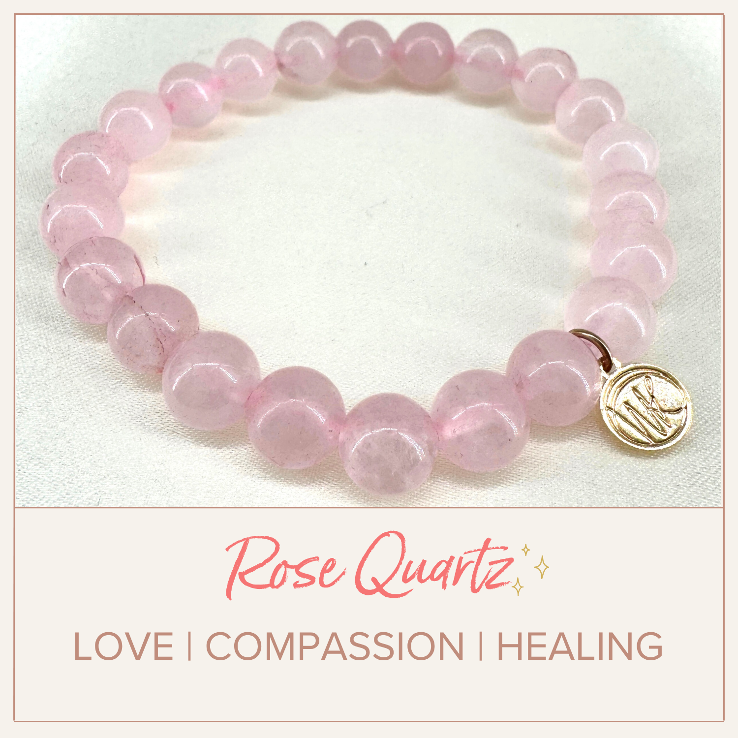Rose Quartz Healing Crystal - Stretch Bracelet, 8mm