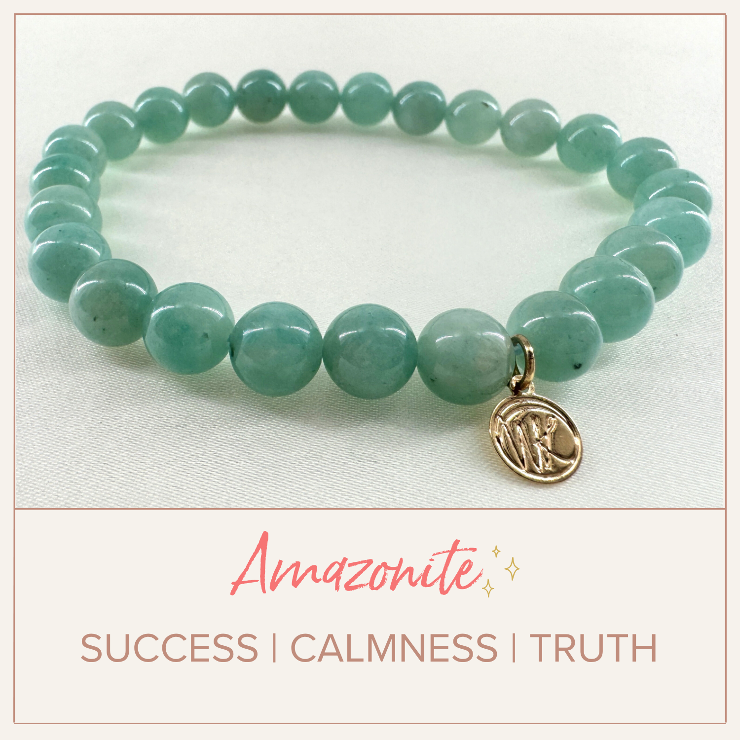 Amazonite  Healing Energy Crystal - Stretch Bracelet, 8mm