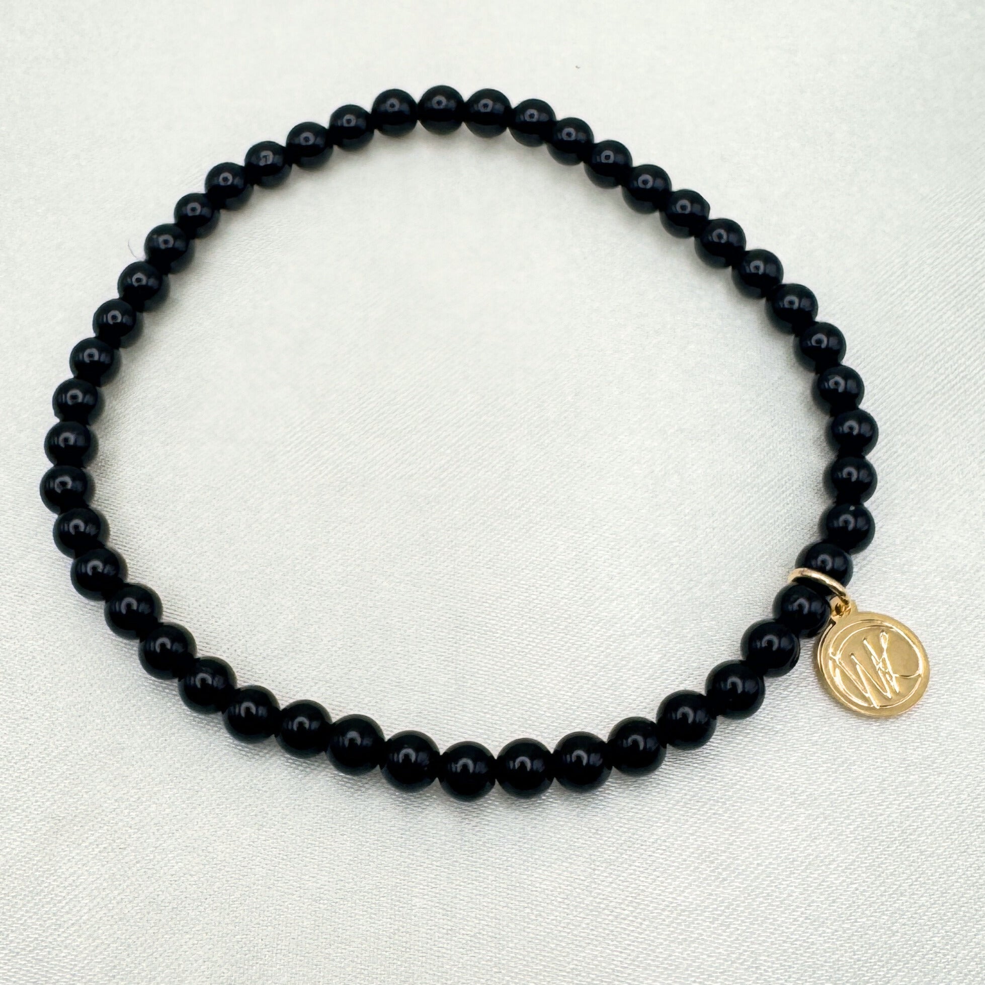 Black Tourmaline Healing Crystal - Stretch Bracelet, 4mm