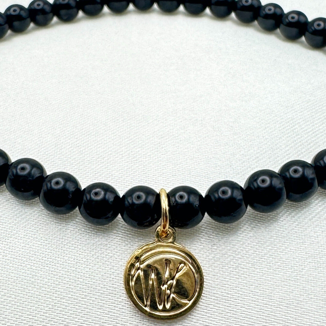 Black Tourmaline Healing Crystal - Stretch Bracelet, 4mm