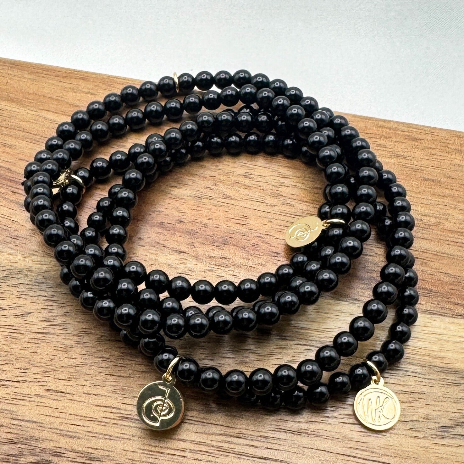 Black Tourmaline Healing Crystal - Stretch Bracelet, 4mm