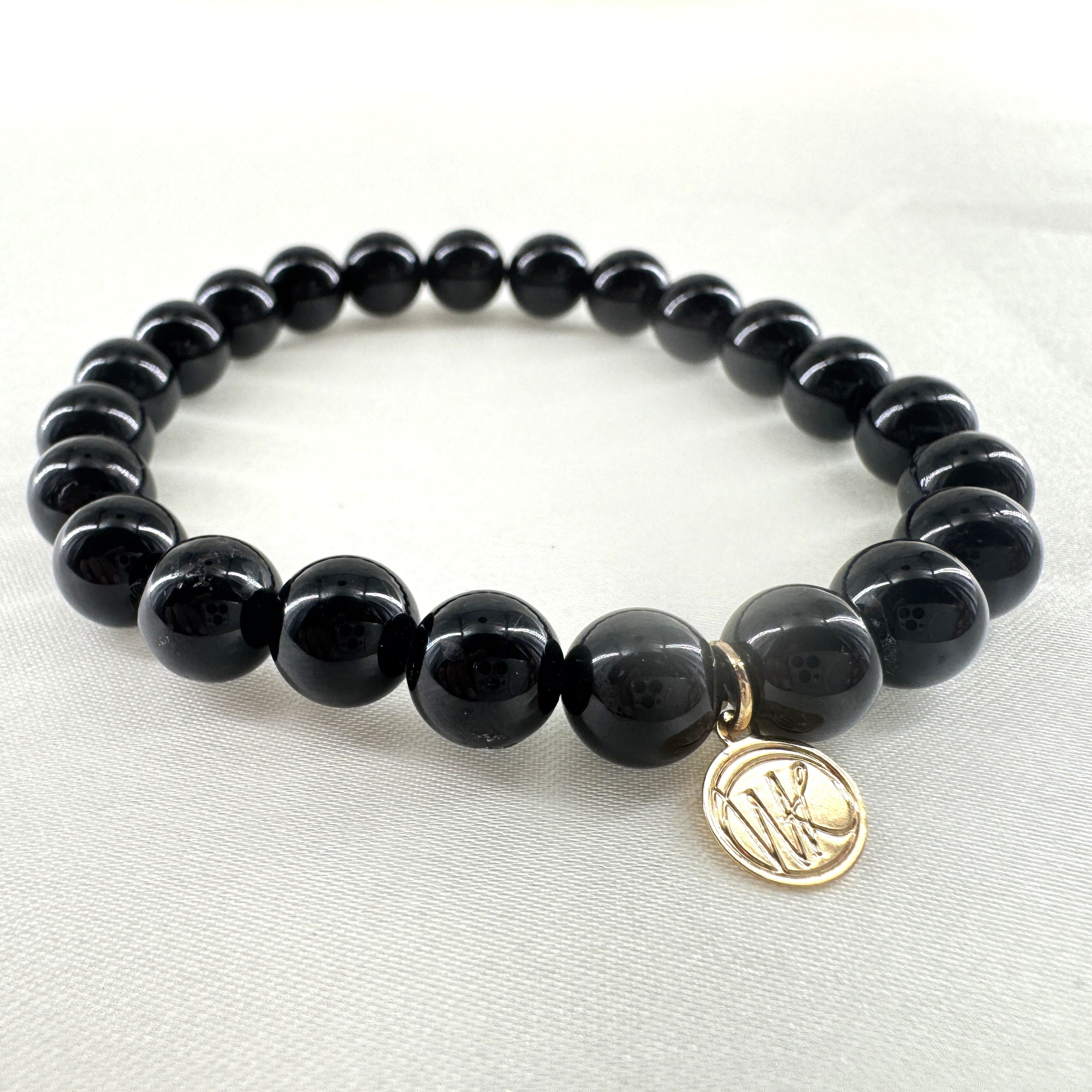 Black Tourmaline Healing Crystal - Stretch Bracelet, 8mm