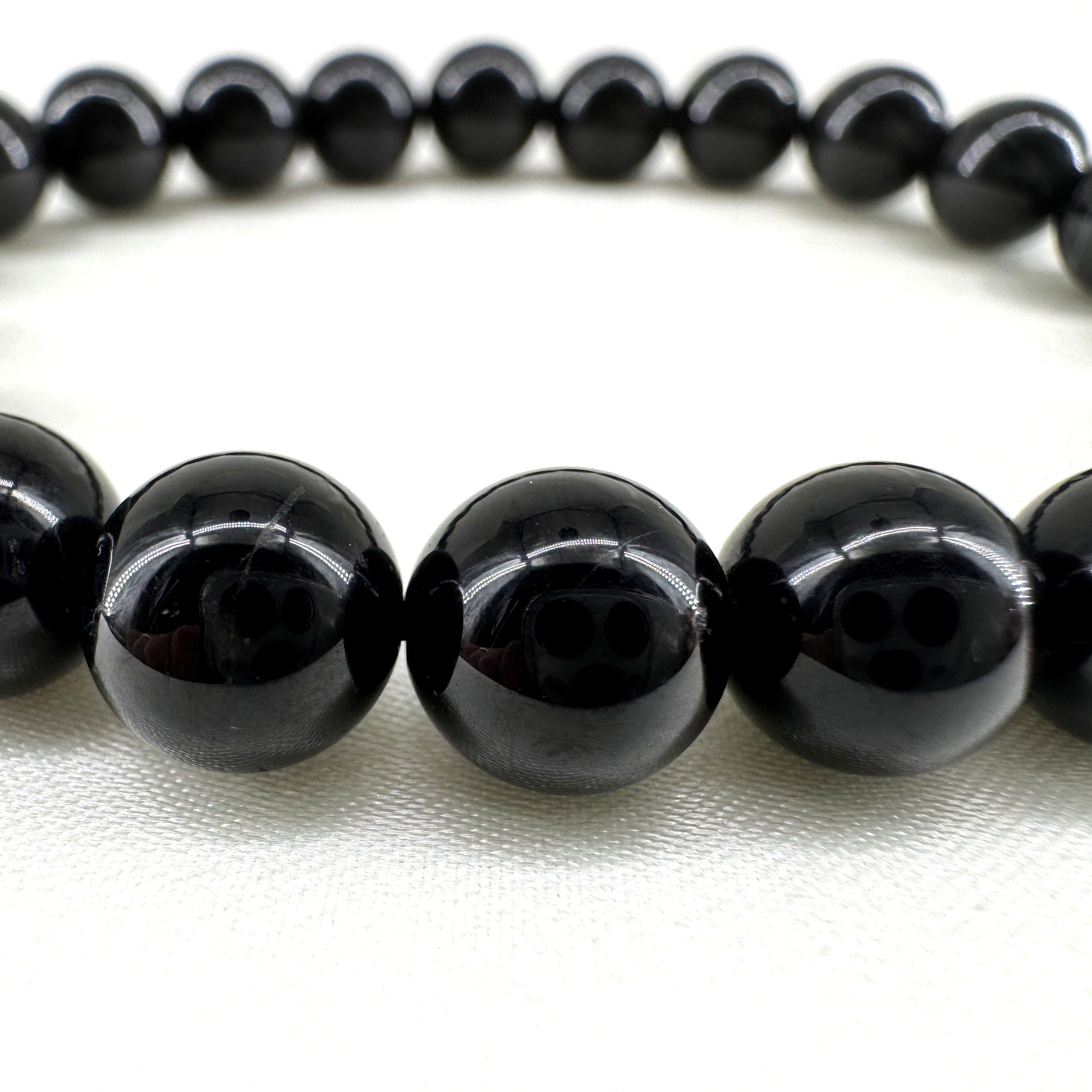 Black Tourmaline Healing Crystal - Stretch Bracelet, 8mm