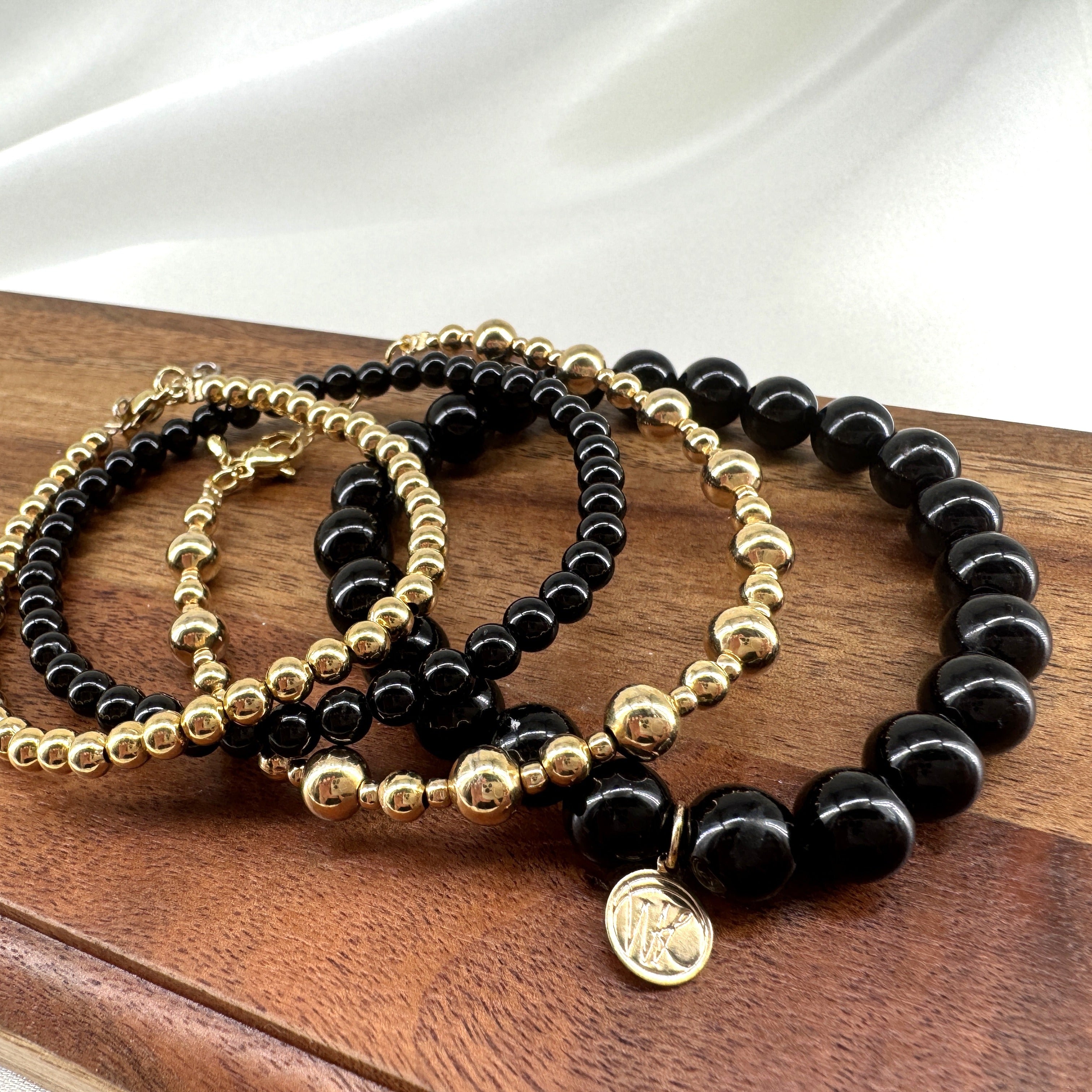 Black Tourmaline Healing Crystal - Stretch Bracelet, 8mm