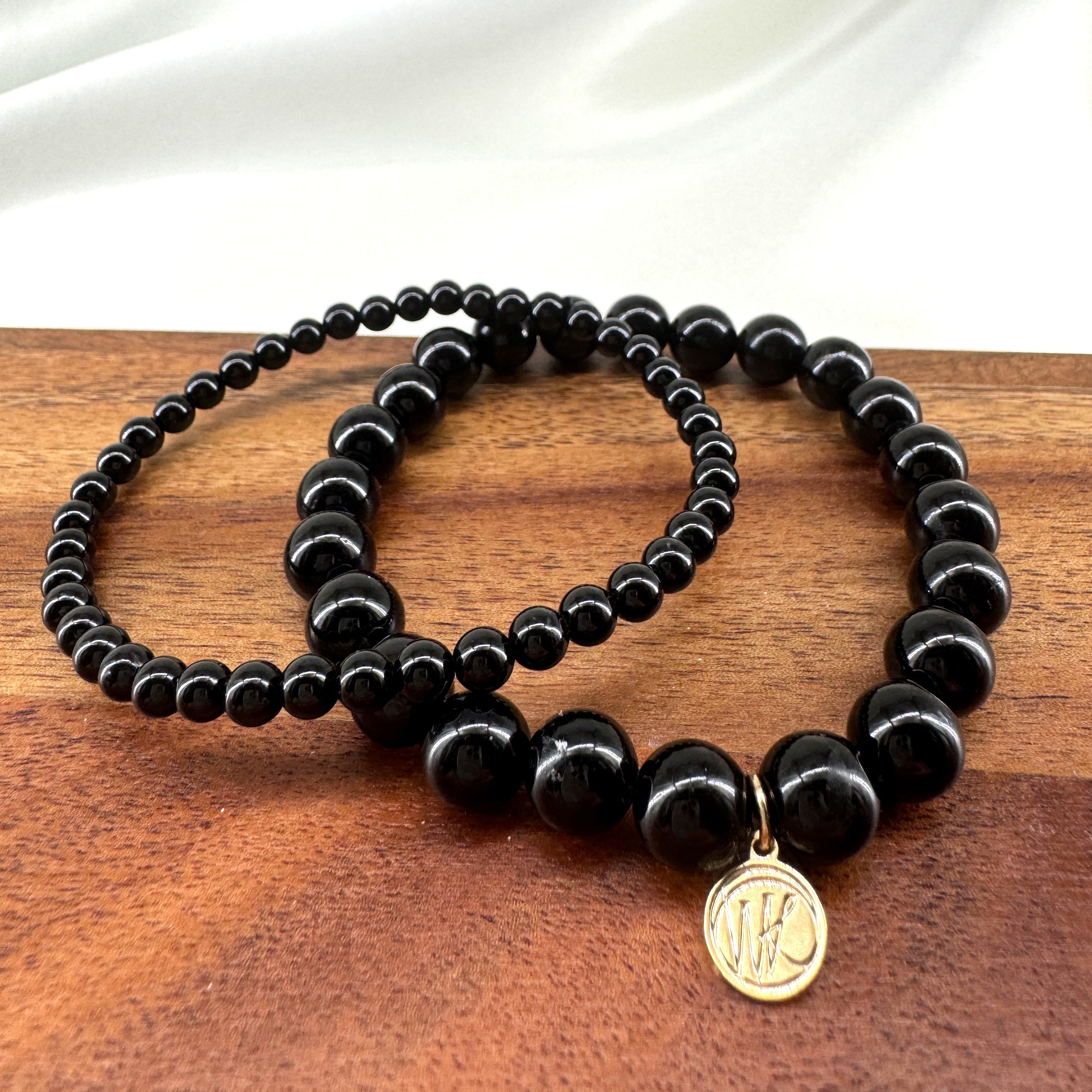Black Tourmaline Healing Crystal - Stretch Bracelet, 8mm