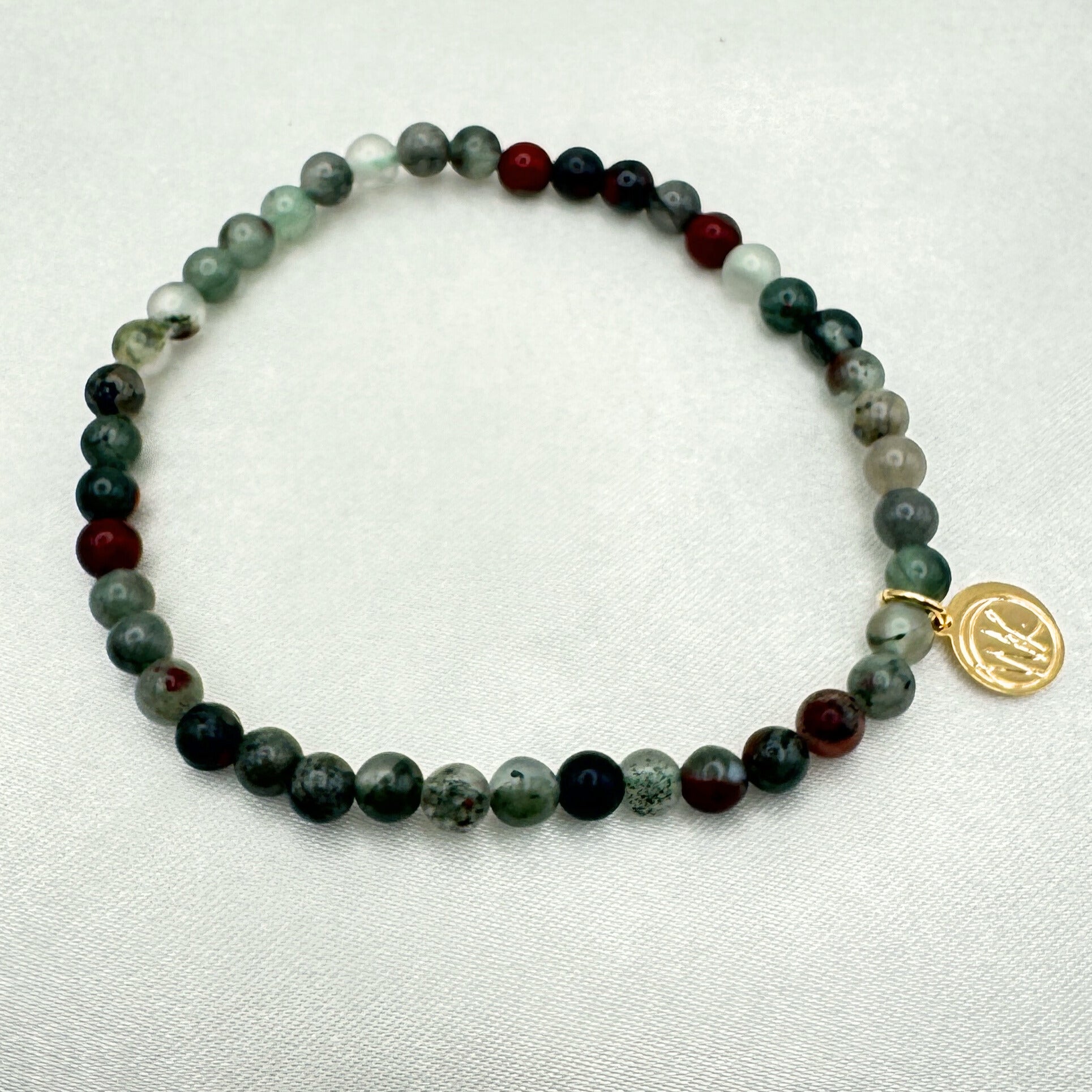 Bloodstone Healing Crystal - Stretch Bracelet, 4mm