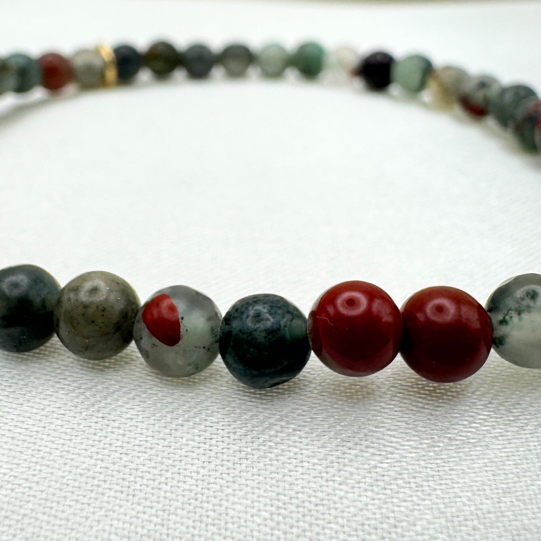 Bloodstone Healing Crystal - Stretch Bracelet, 4mm