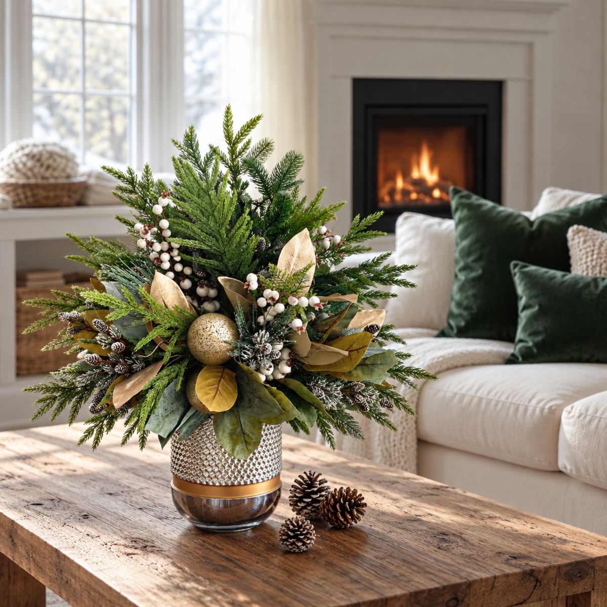 Good Tidings to You Large arrangement styled in a living room