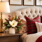 Happy Holiday Petite arrangement styled in a bedroom