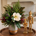 Holiday Happy Silver and Gold holiday floral arrangement