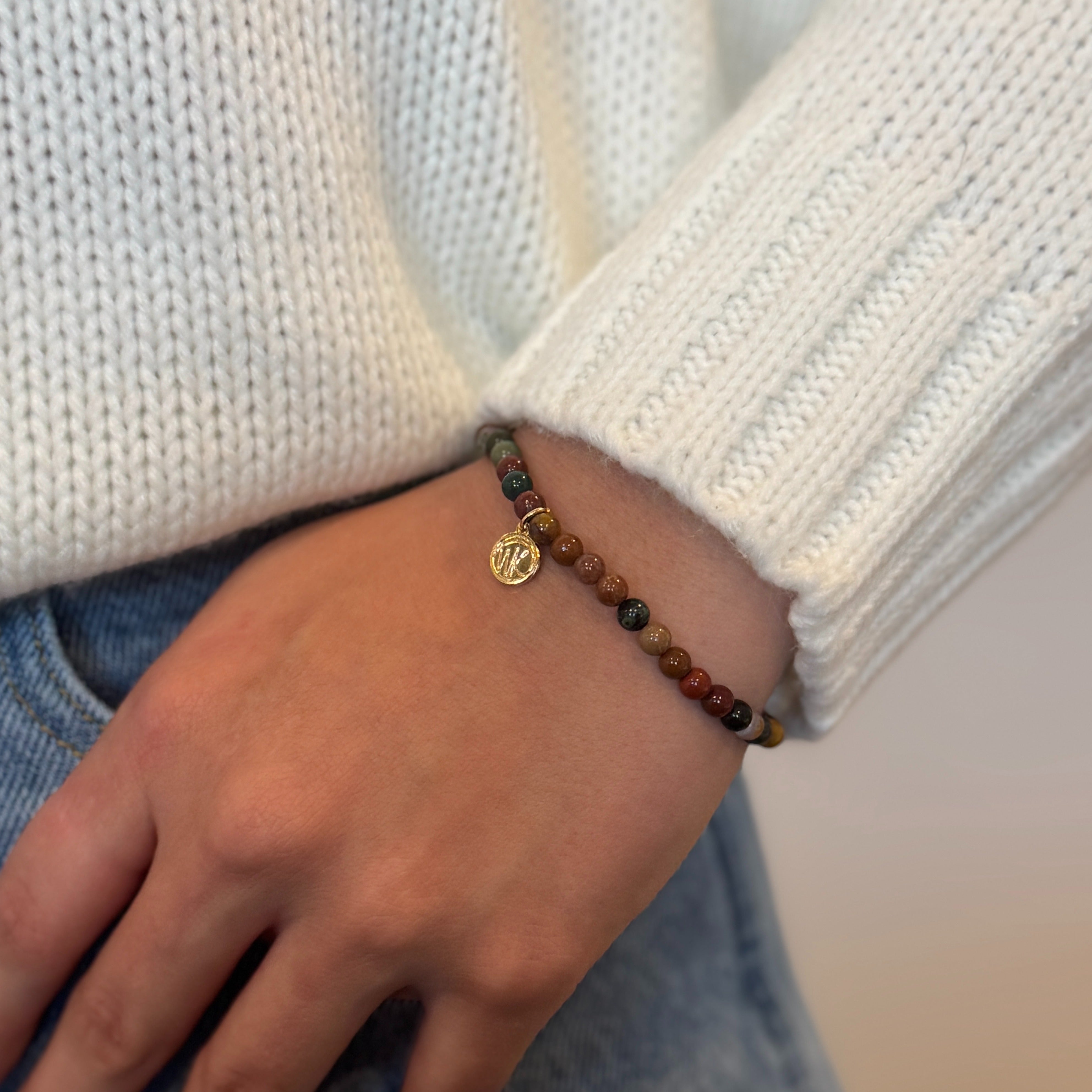 Ocean Jasper Healing Crystal - Stretch Bracelet, 4mm