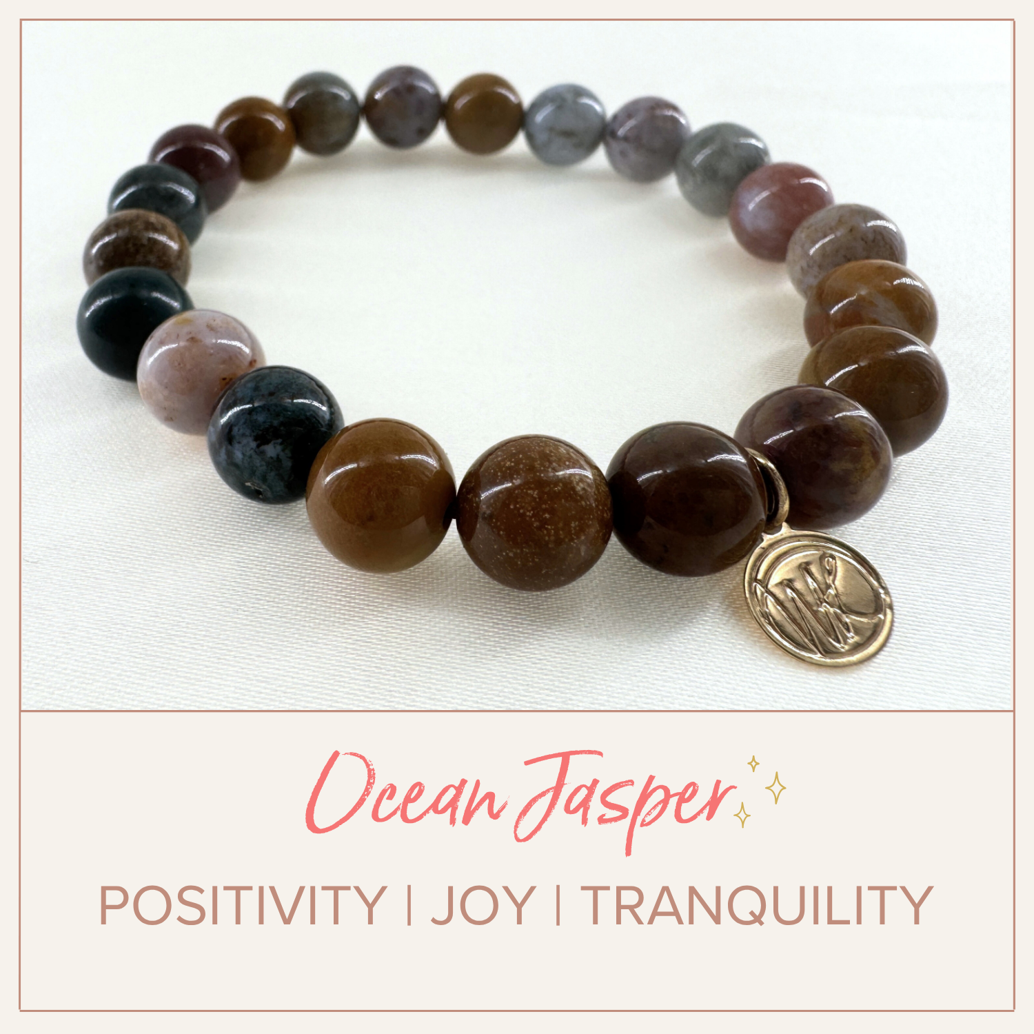 Ocean Jasper Healing Crystal - Stretch Bracelet, 8mm