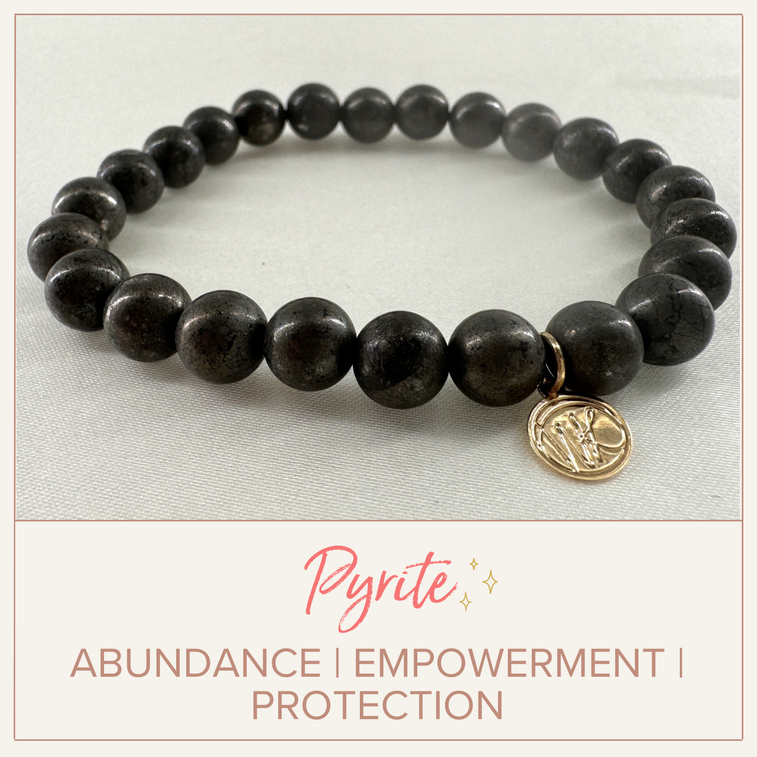 Pyrite Healing Crystal - Stretch Bracelet, 8mm